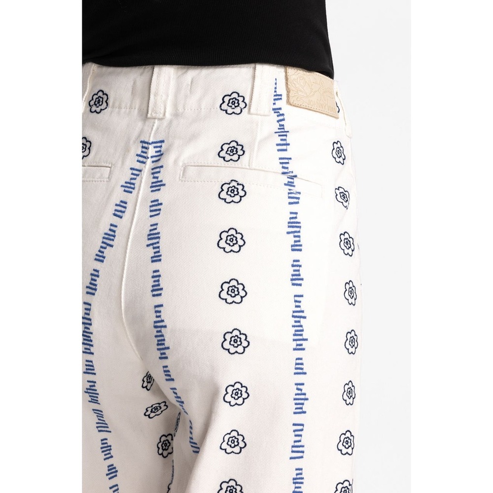Johnny Was‎ Wide Leg Floral Embroidered Denim Trouser Pants White Blue NWT 25/2 - Picture 4 of 16